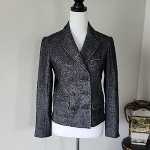J Crew Grey Double Breasted Blazer Jacket Cotton Wool